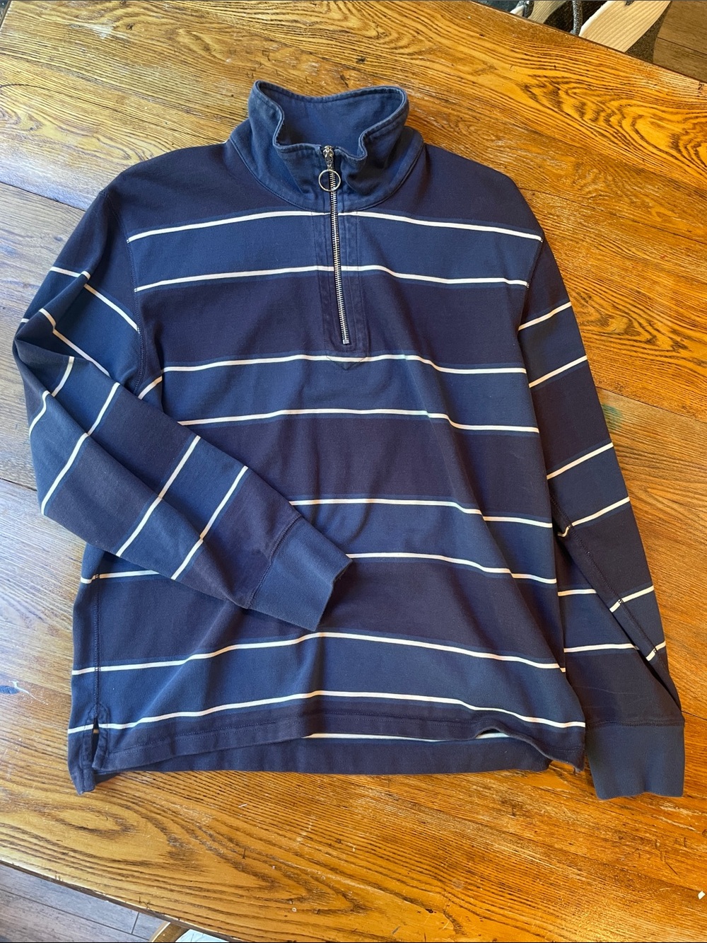 Drake’s Blue/Navy/white 1/4 zip rugby shirt